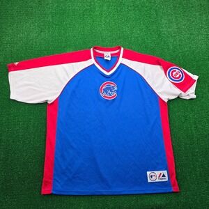 Chicago Cubs Jersey Mens XL Blue Vintage Majestic MLB Baseball Logo Patch Sports